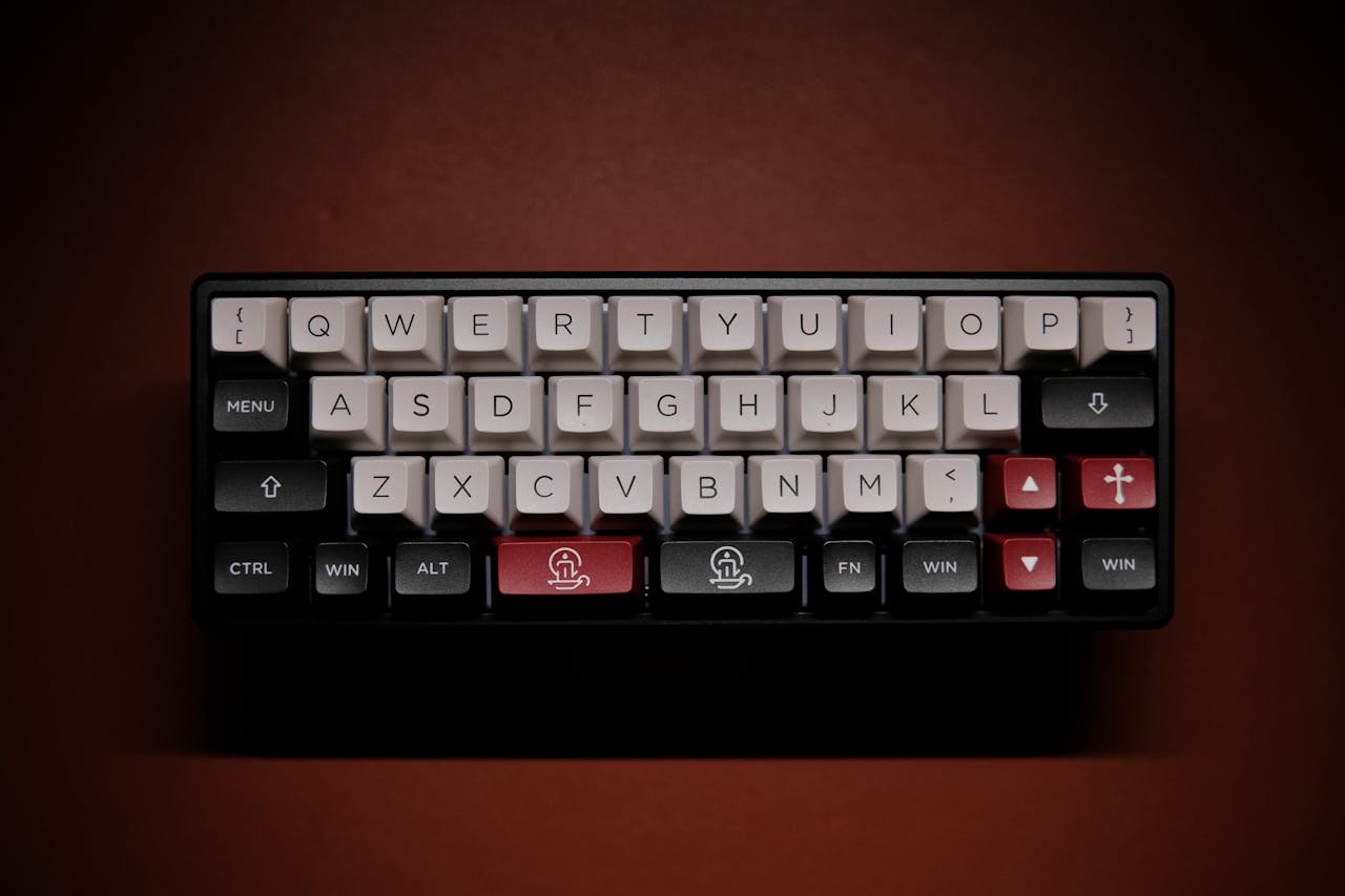 hero-img-02 High-quality overhead image of a mechanical keyboard with custom keycaps.